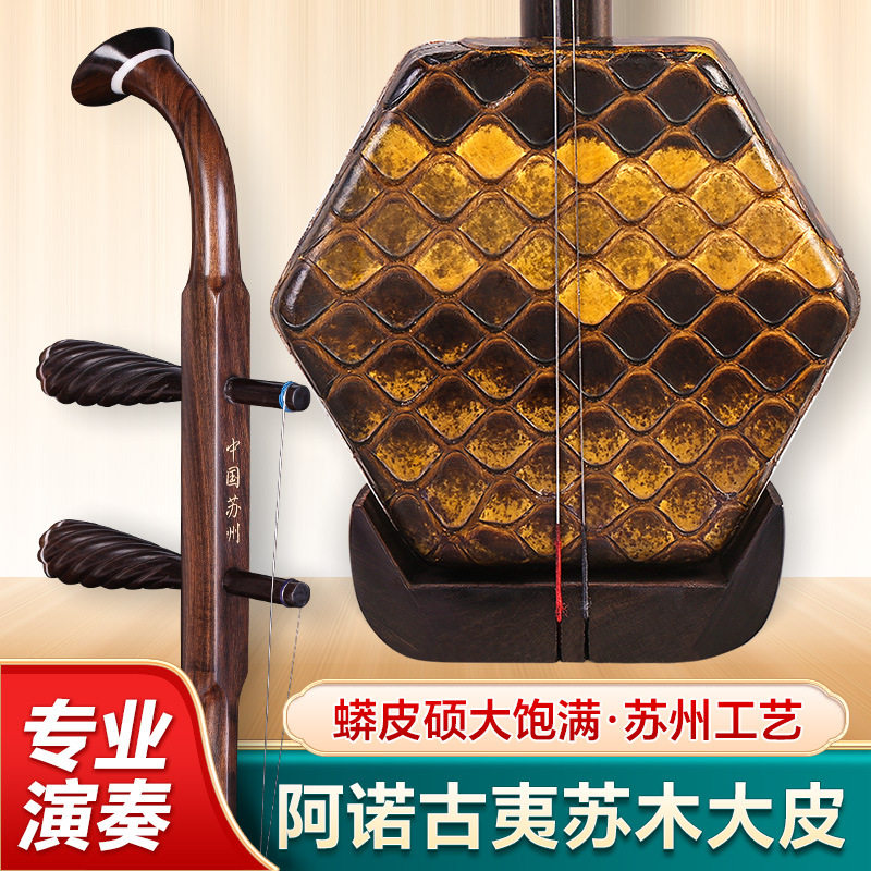二胡阿诺古夷苏木黑酸枝大皮二胡琴苏州大音量专业演奏二胡乐器