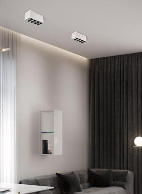 迷你小筒灯明装吸顶式方形斗胆超薄黑白色阳台免开孔LED双头