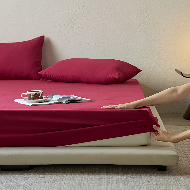 加厚A类母婴纯棉床笠单件磨毛提花全棉席梦思床垫保护罩纯色床罩