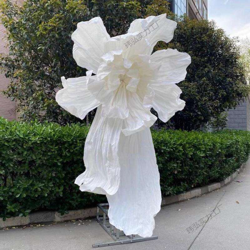 手工纸花婚礼纸艺花橱窗褶皱巨型美陈装饰花艺大型背景美塑花纸花