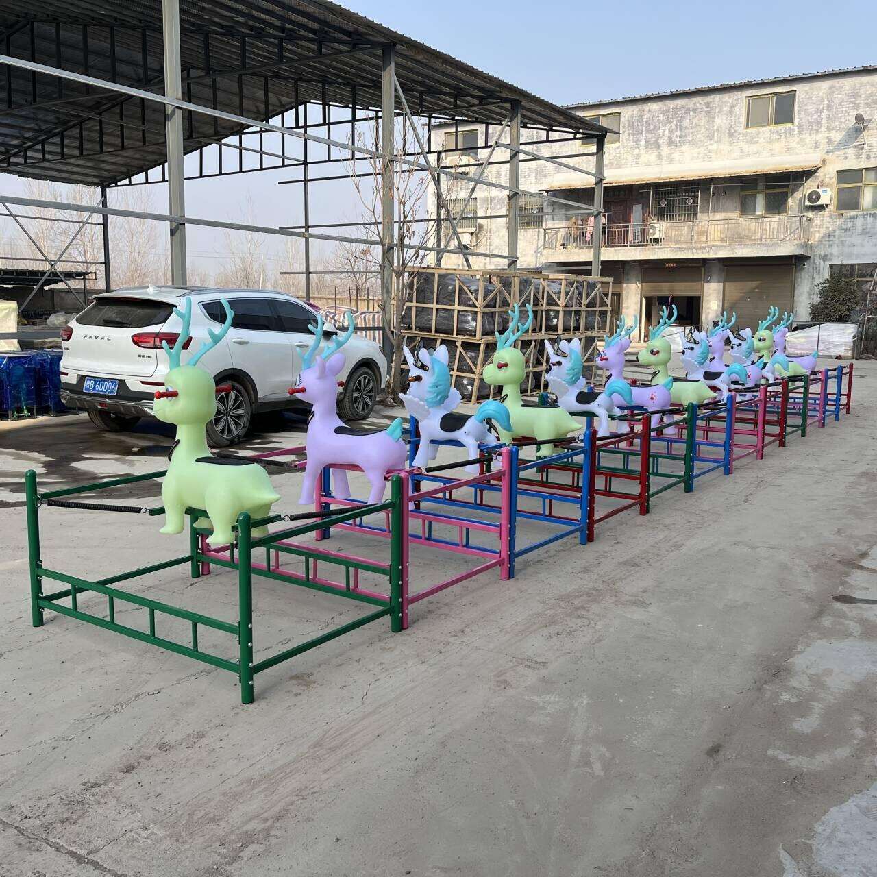 景区网红游乐设备跳跳马儿童乐园弹簧鹿亲子公园农庄无动力摇摇马