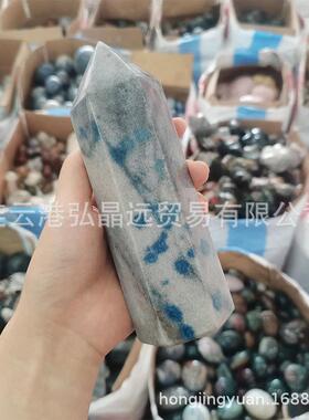 天然水晶柱子K2六棱柱K Two单尖柱蓝色石英石柱源头厂家