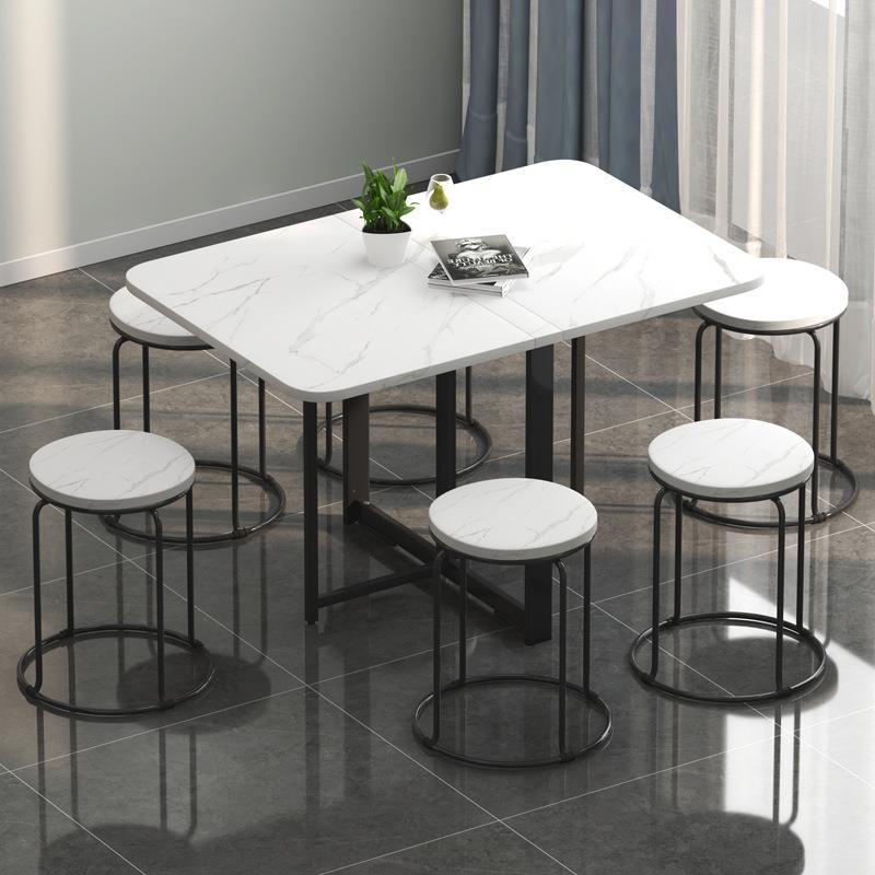 简约餐厅折叠桌家用客厅小户型创意超薄可折叠餐桌长方形吃饭桌子