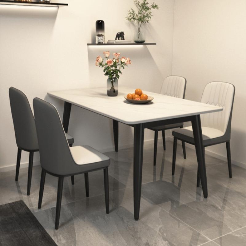 加厚岩板餐桌轻奢饭桌桌子家用小户型组合极简桌椅现代简约亮光