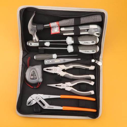 福冈工具家用组合12件套FO-8201工具套装钢丝钳尖嘴钳水泵钳卷尺