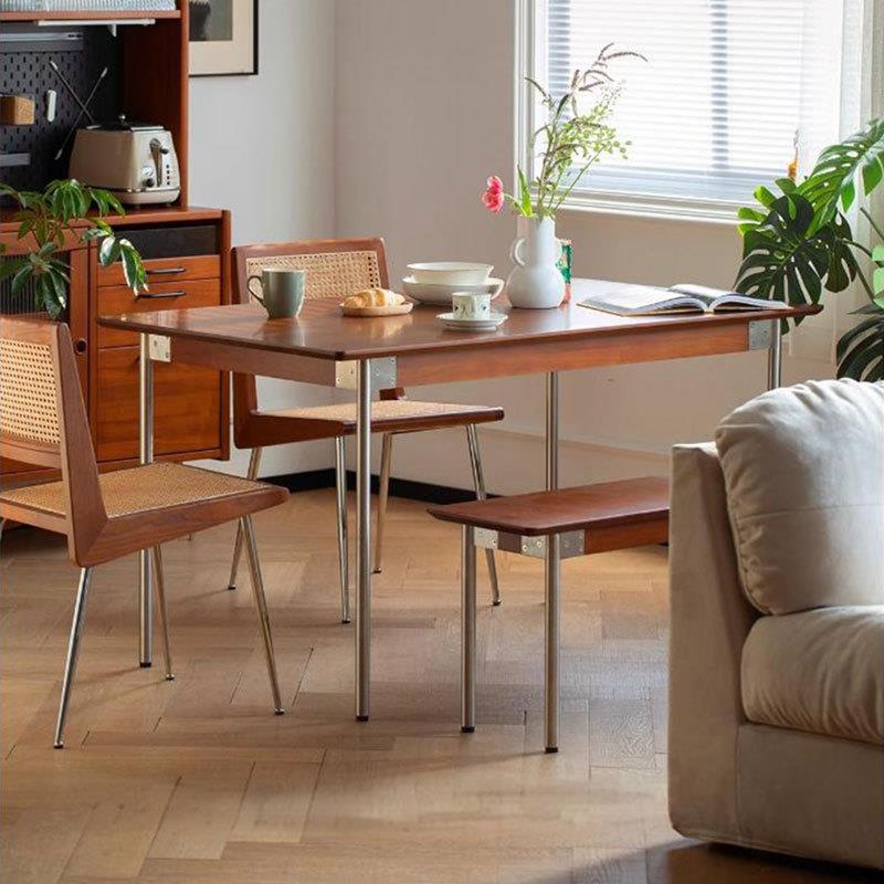 中古风实木餐桌复古小户型北欧家用新中式长方形桌子原木餐桌椅子