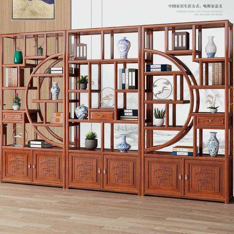 实木博古架办公仿古多宝阁中式展示柜家用隔断落地置物架茶桌茶几