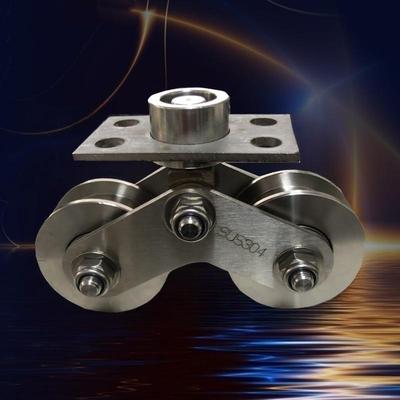 不锈钢万向双轮重型万向轮带板大门304V型U型H型槽滑轮承重轴承轮