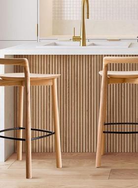 XZB408-65实木吧台椅家用高椅子高脚凳木吧椅白蜡木吧台凳现代简