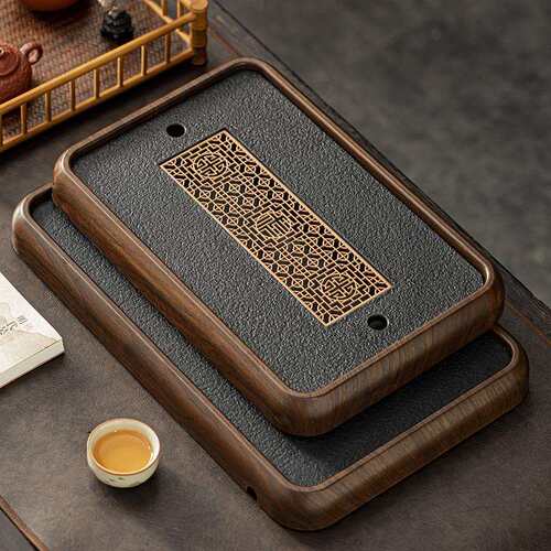 高档仿乌金石茶盘家用茶台沥水盘茶托盘茶具2024新款茶海套装干泡