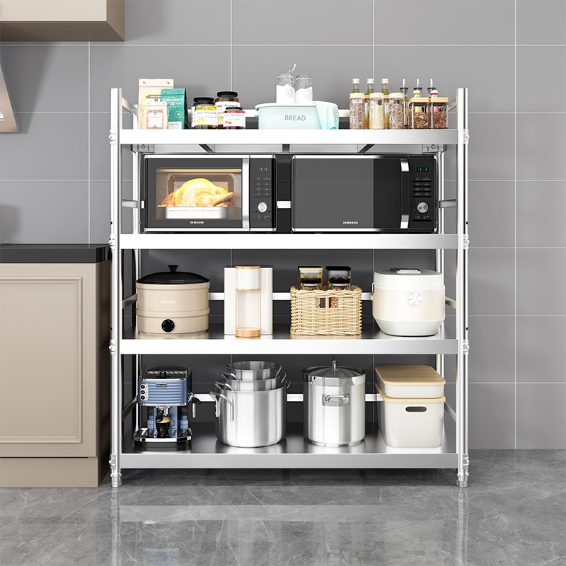不锈钢厨房置物架多功能落地式层架多层储物家用货架收.纳货物架