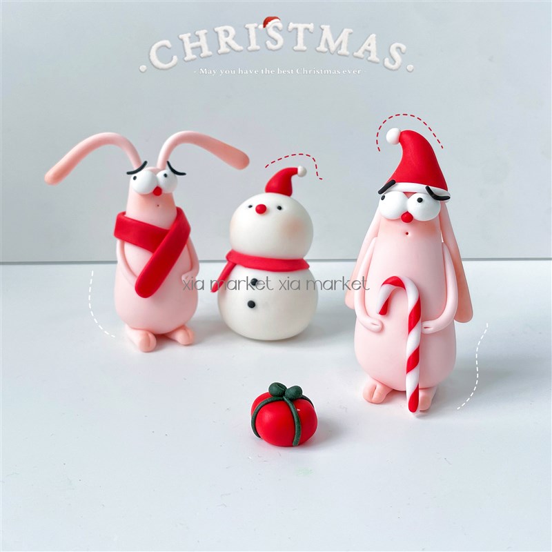 XIA 原创自制大眼长耳爱心兔 可爱家居摆件装饰品 车内.装饰摆件