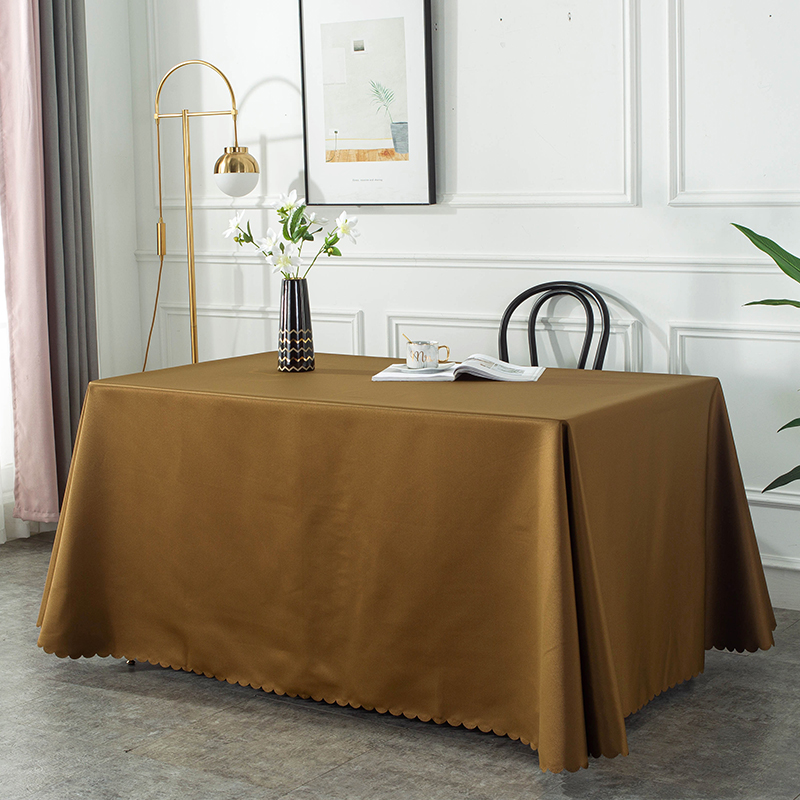 高品质加厚双面贡缎会议桌布办公室棕色长方形M展会桌布艺定制log
