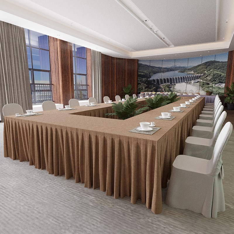 会议桌布纯色定制logo桌旗公司办公室J新中式高级感特大高档长方