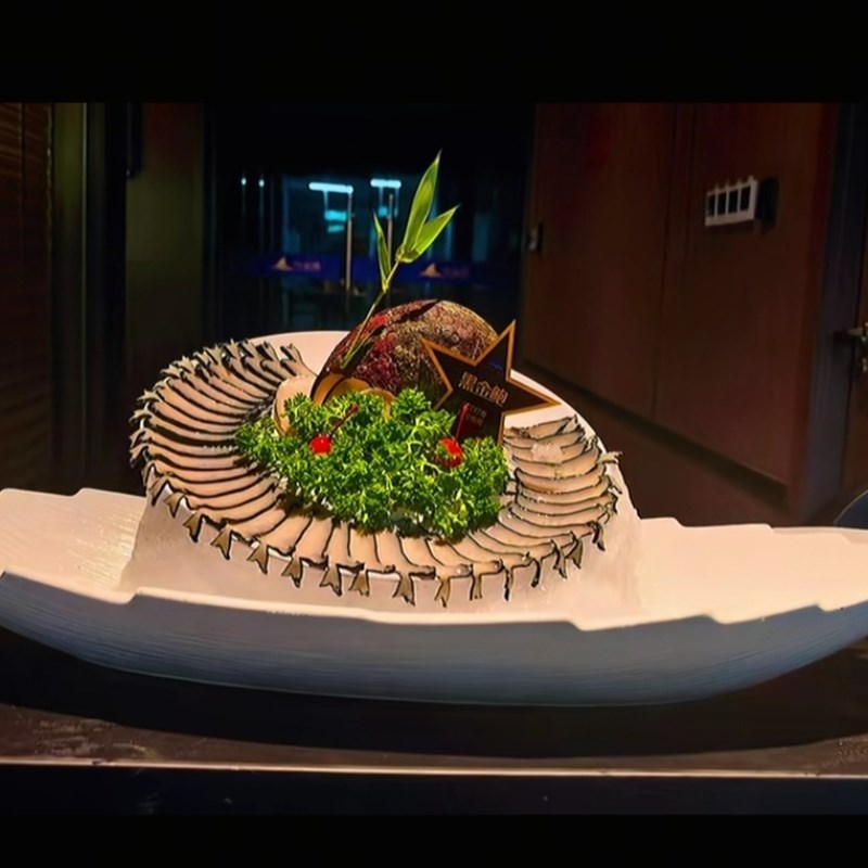 高端陶瓷意境三文鱼刺身火锅专用摆盘F海鲜姿造商用酒店干冰拼盘