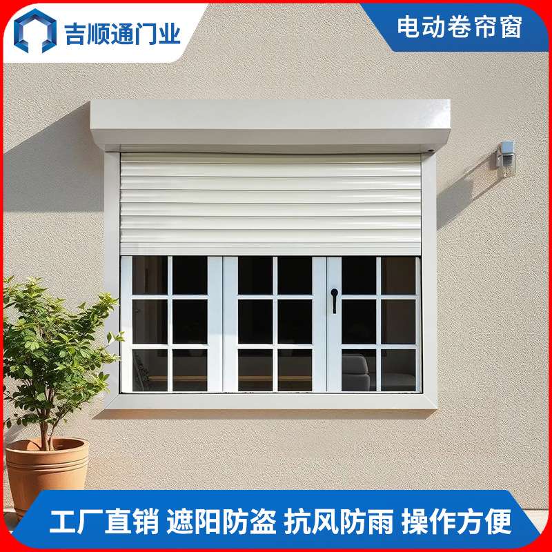 电动遮阳卷帘窗家用防盗遮光卷拉式智能遥控升降隔热手动卷闸窗