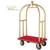 酒店用品大堂前厅机场钛金行李车服务推车拉丝铜制品厂家