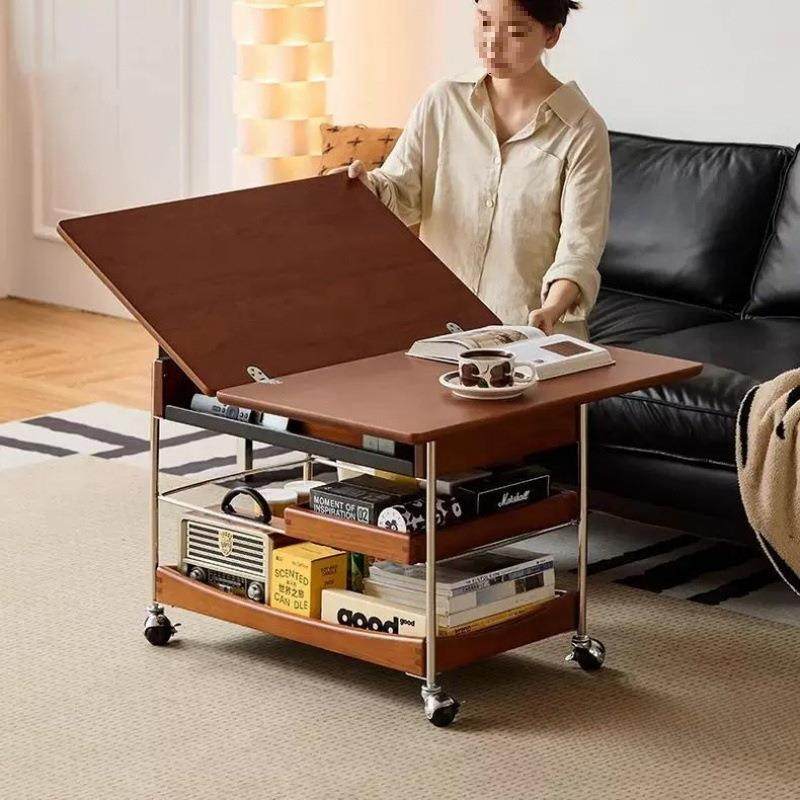 实木茶几家用客厅小推车中古风小户型可移动折叠茶几沙发边几茶桌,鲜花速递/花卉仿真/绿植园艺,割草机/草坪机,淘宝优惠券,粉丝福利购,淘宝优惠卷