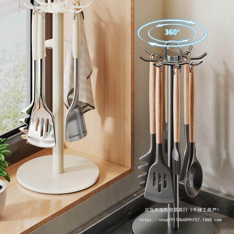 厨房旋转挂钩锅铲架台面家用置物架挂勺子铲子支架汤勺厨具收纳架,厨房/烹饪用具,抹布架/厨房清洁收纳架,淘宝优惠券,粉丝福利购,淘宝优惠卷