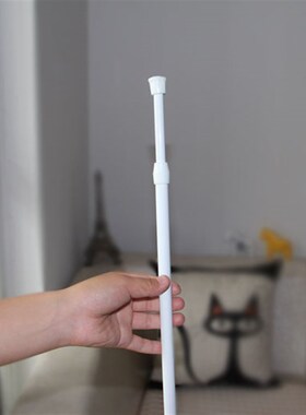 免打孔白烤漆伸缩浴帘杆轨道免安装撑杆窗帘杆门帘半帘直杆