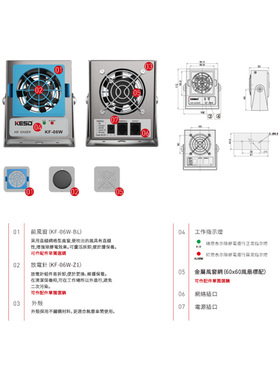 KESD离子风机工业除静电离子风扇高频交流离子风机除静电KF-06W