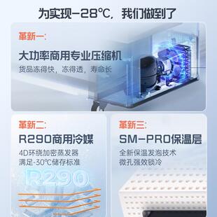 澳柯玛冰柜展示柜商用小型冷柜 平面钢化玻璃 推拉门 商超雪糕柜