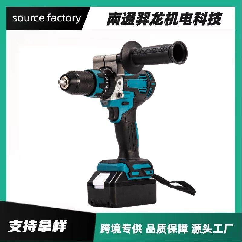 跨境多功能锂电钻带把手13mm冲击钻家用大功率无线充电工业手电钻