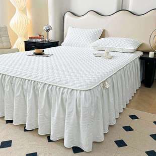 Z1LA类水洗棉床裙夹棉床罩床套罩床垫保护套防滑床单单件1.8四季