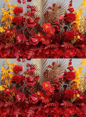 新款婚庆地排花蓝色花婚礼布置装饰花排t台路引花艺婚礼假花