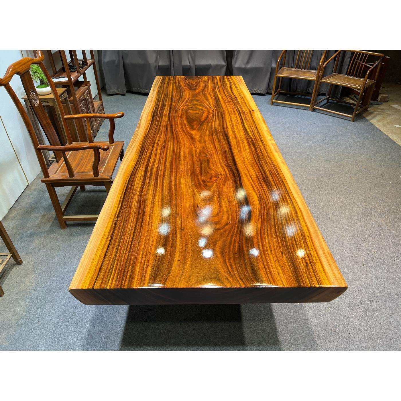 尺寸：287*97*10 奥坎实木大板原木茶台茶桌餐桌老板办公桌会议桌