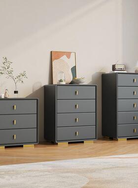 全实木皮艺五斗柜现代简约储物斗柜卧室靠墙收纳抽屉边柜新款加高