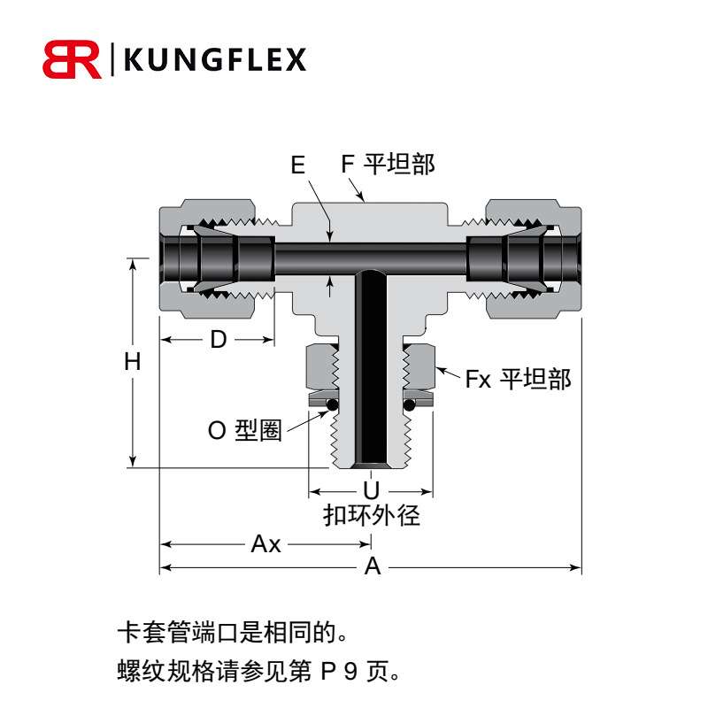 世伟洛克 Swagelok不锈钢三通外螺纹可定位支管平行螺纹400-3TTR