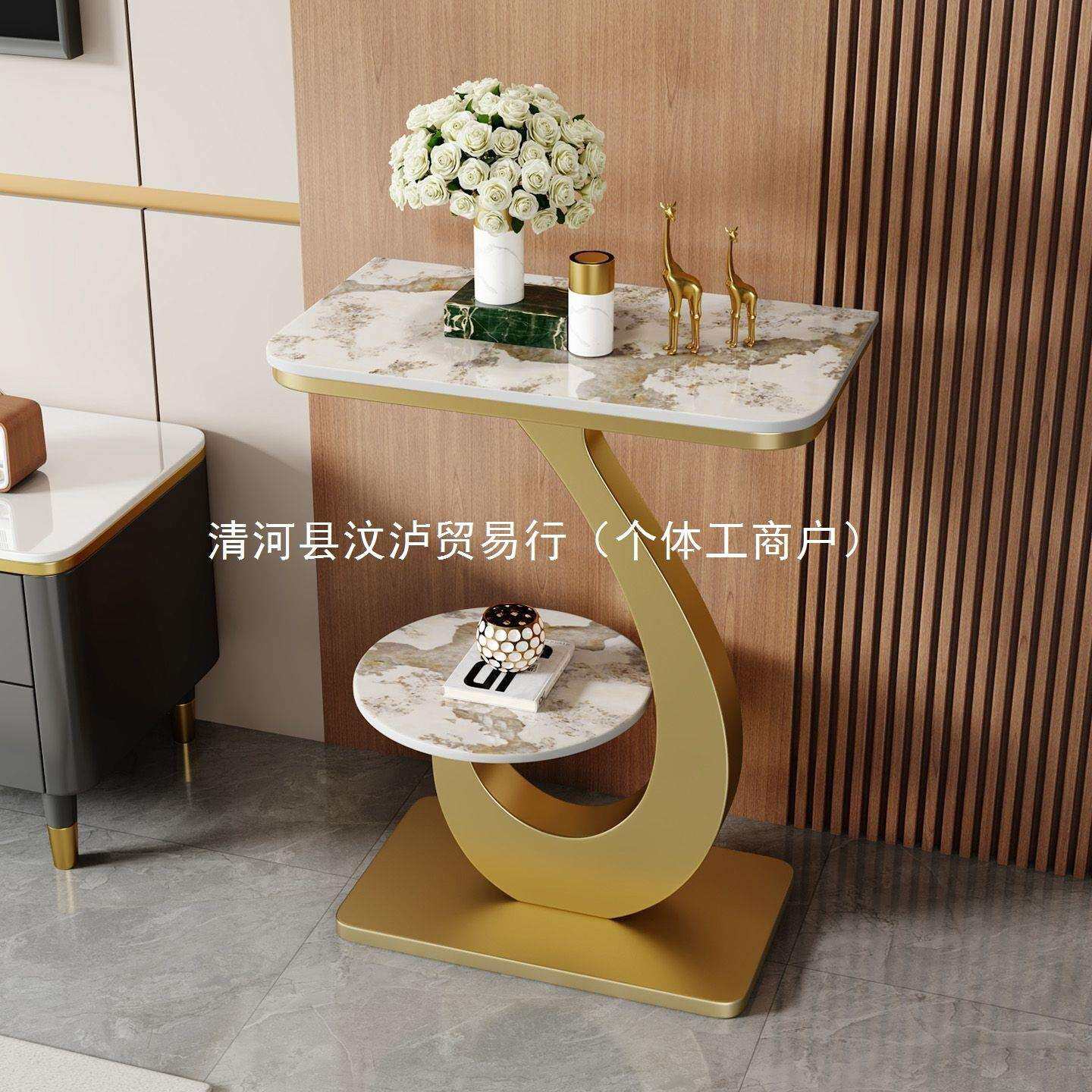 家用微晶石花架2025新款客厅阳台多层落地岩板花架意式轻奢玄关桌