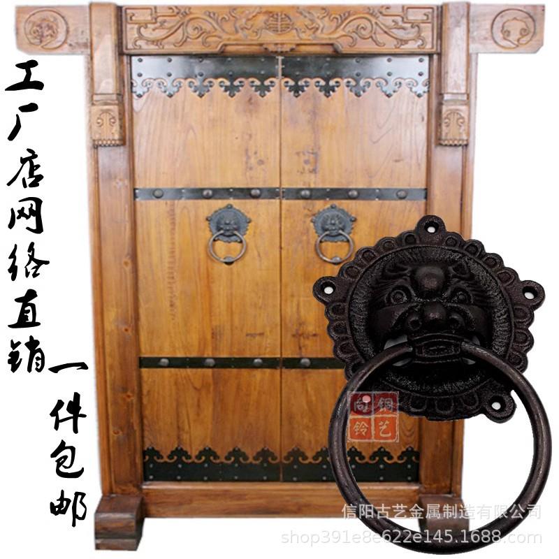 中式仿古铁配件门环拉手铸铁兽头狮子头老虎头门拉环手铺首小拉手