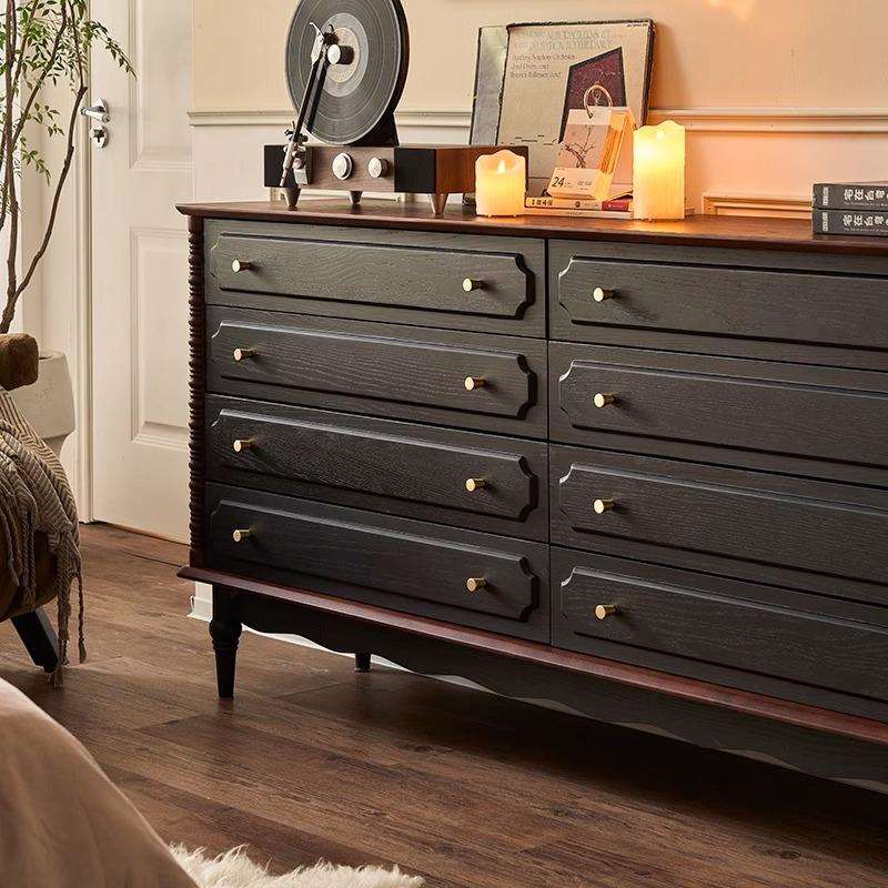 法式复古实木八斗柜中古客厅卧室小户型六斗抽屉收纳柜储物七斗柜