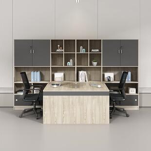 职员桌椅组合财务办公桌双人对坐办公室主管桌带高柜文员办公桌子