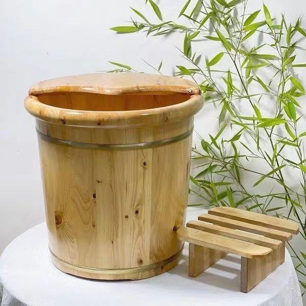泡脚桶过小腿家用木桶实木洗脚盆带盖足浴桶加厚加深足浴盆高深桶