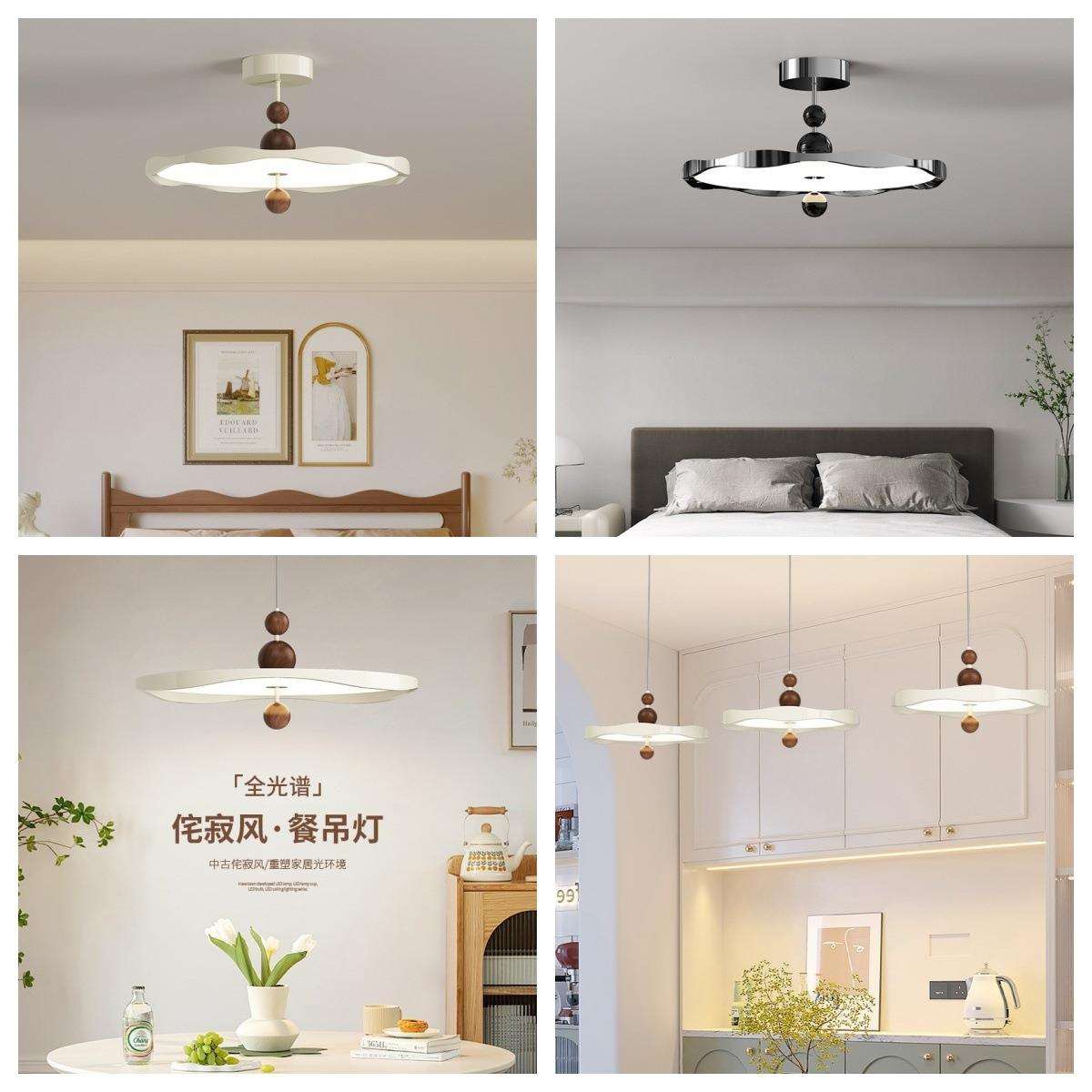 法式奶油风卧室吸顶灯诧寂风全光谱现代简约主卧书房餐厅吧台吊灯
