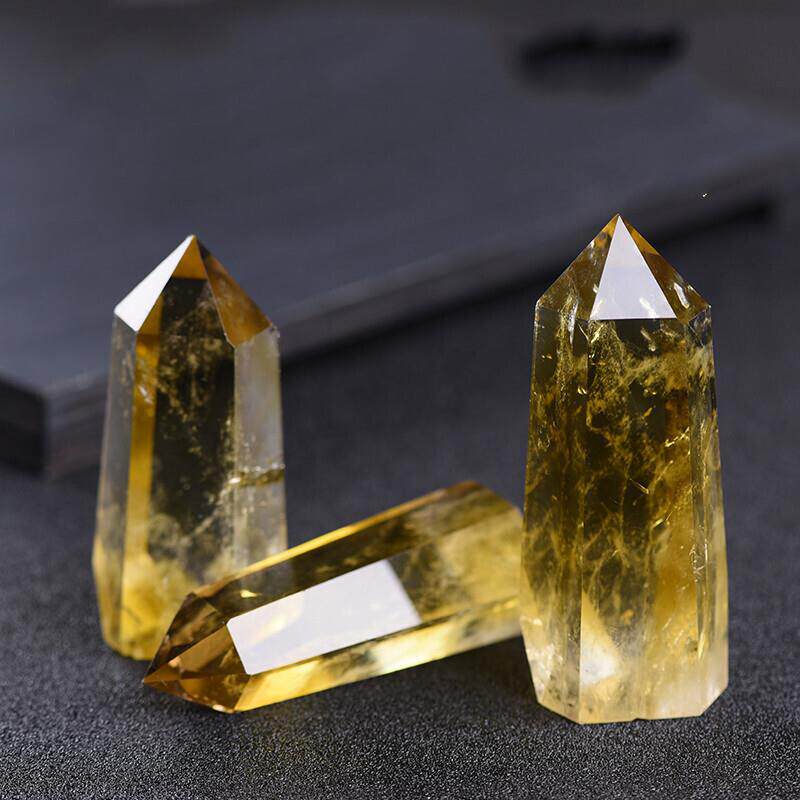 黄水晶柱原石盆景消磁净化能量家居办公客厅摆件4-5左珍玉坊