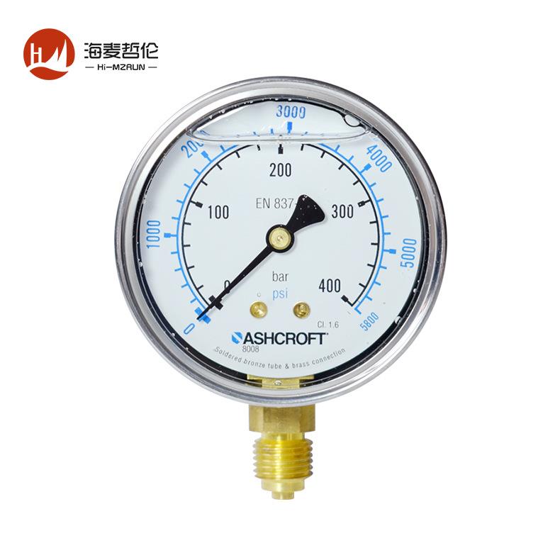 雅斯科ASHCROFT 638008A4G13LP0L400BR# 耐震充油压力表 液压表