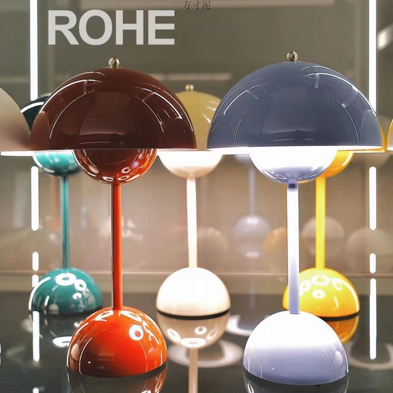 丹麦花苞台灯充电无线可移动简约客餐厅床头触摸调光网红led台灯