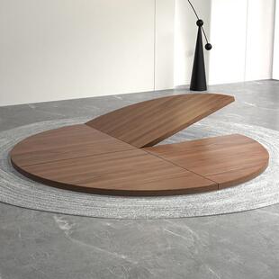 折叠饭桌小户型家用圆餐桌旋转圆盘圆桌面板商用吃饭桌子实木餐桌