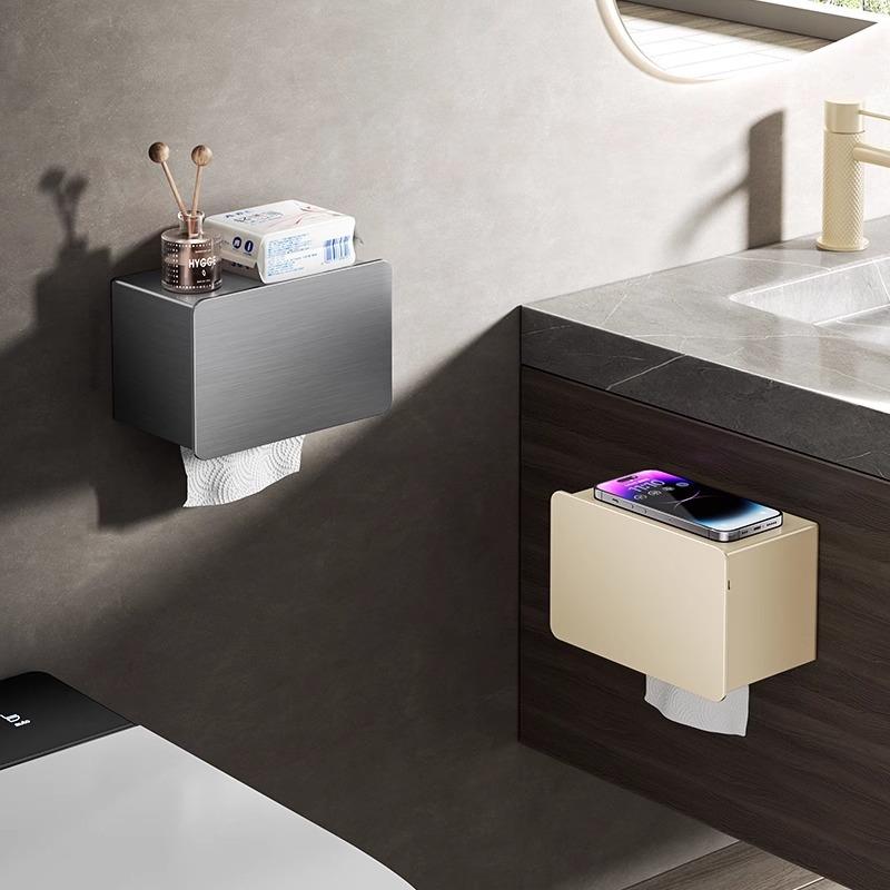 奶油风卫生间纸巾盒防水壁挂式卷纸盒浴室厕所纸巾架不锈钢厕纸盒