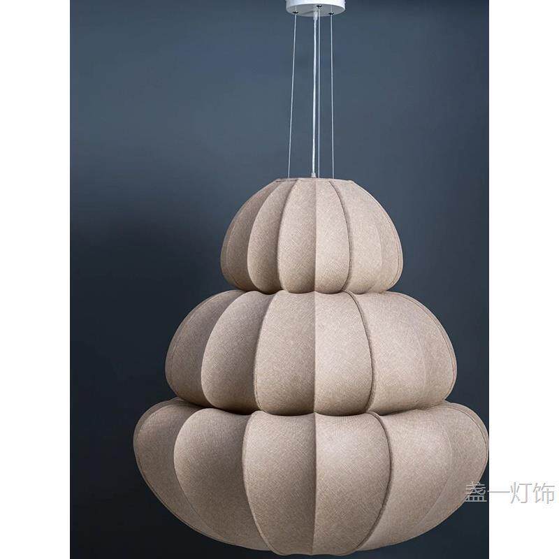 设计简约独特亚麻布料几何个性吊灯客厅餐厅家居房卧室别墅软装灯