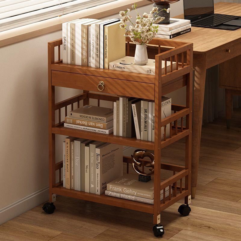 书房置物架落地家用客厅多层移动带轮小推车杂物柜书桌边收纳书柜
