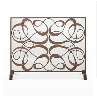 欧式简约铁艺镂空雕花家用壁炉屏风隔断座屏防烫火炉围栏