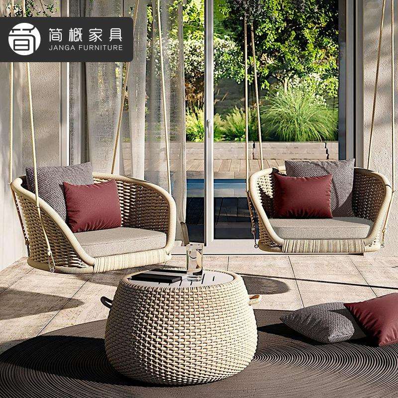 别墅花园庭院秋千吊椅休闲阳台懒人沙发躺床室外藤编悬挂吊篮摇椅
