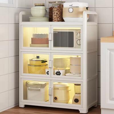 谋生厨房餐边柜多层收纳储物置物架落地多功能家用放锅具碗碟防尘