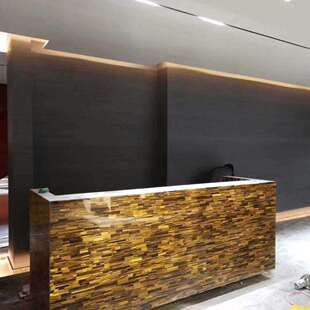 黄虎眼石奢石岛台接待台天然大理石桌面石材餐桌茶几面板