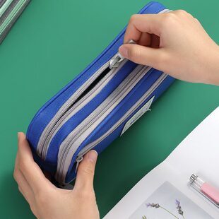 学生笔袋学具文具袋多功能齐心办公礼物大容量超大收纳双层文具盒